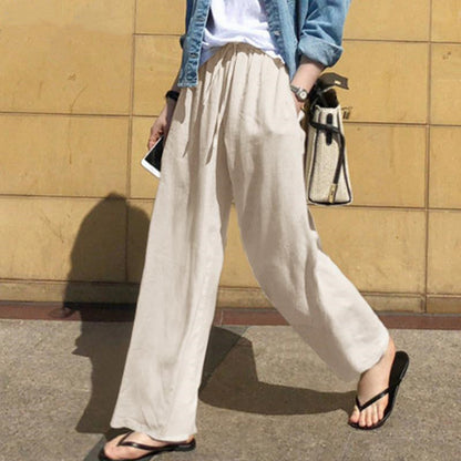 Women’s Wide-Leg Pants – Lightweight Cotton – Elastic Waistband – Relaxed Fit