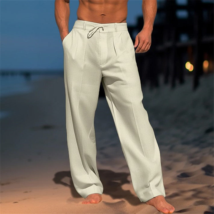 Men’s Casual Pants – Relaxed Fit – Drawstring Waist – Full Length