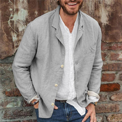 Men’s Blazer – Cotton Linen Blend – Relaxed Fit – Long Sleeve Lightweight Casual