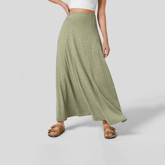 Women’s Knitted Skirt – High Waist – Flowy Fit – Full Length Seamless Casual Wear
