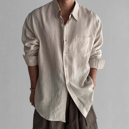 Men’s Long Sleeve Shirt – Relaxed Fit – Breathable Blend – Button Down Casual Style