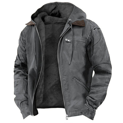 Men’s Hooded Jacket – Fleece Lined – Relaxed Fit – Water-Resistant – Zip Front Pockets