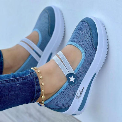Women’s Orthopedic Casual Shoes – Breathable Mesh – Flat Heel – Elastic Slip-On
