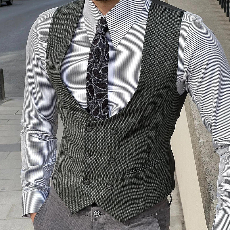 Men’s Formal Vest – Slim Fit – Double Breasted – Structured Tailored Silhouette