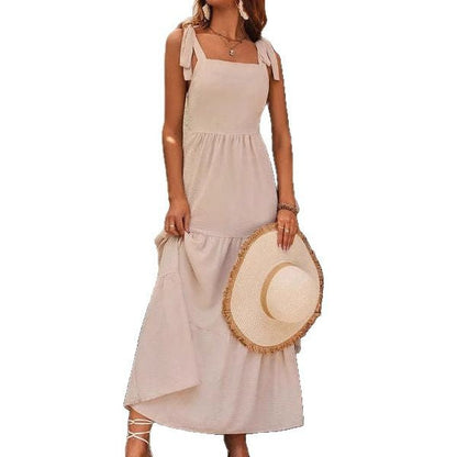 Women’s A-Line Dress – Lightweight Cotton – Tiered Midi – Adjustable Sleeveless Fit
