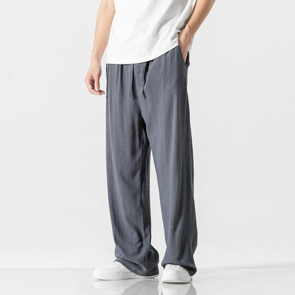 Men’s Casual Pants – Linen Blend – Loose Fit – Full Length – Drawstring Waist