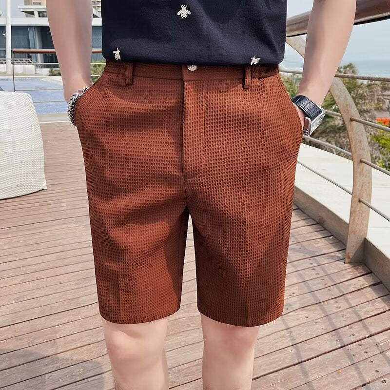 Men’s Tailored Shorts – Slim Fit – Breathable Blend – Button Waist – Knee Length