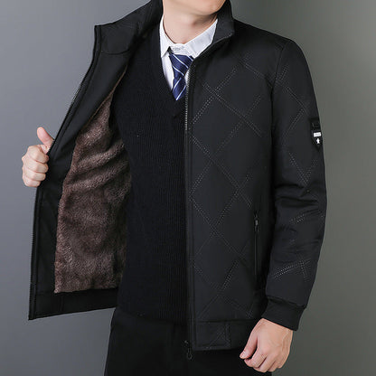 Men’s Quilted Jacket – Regular Fit – Warm Lined – Stand Collar – Zipper Pockets