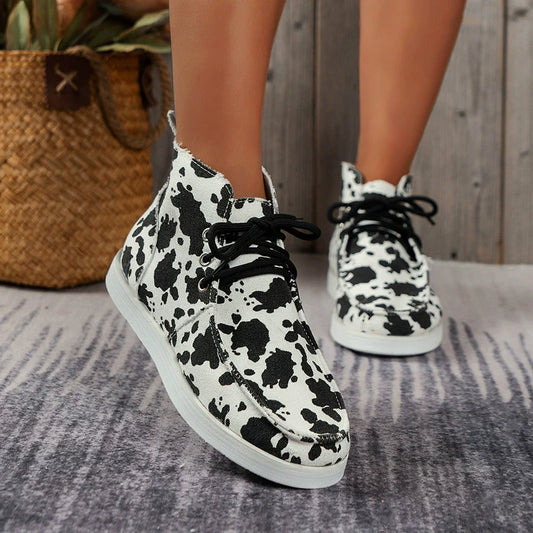 Women’s Low-Top Sneakers – Canvas – Moc-Toe – Lace-Up – Patterned Casual Fit