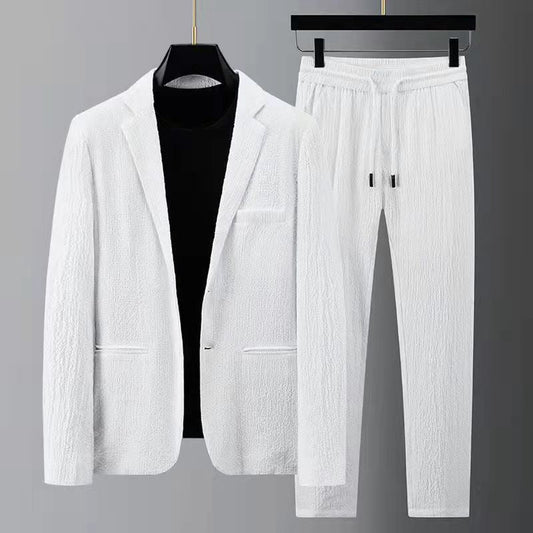 Men’s Suit Set – Slim Fit Blazer & Regular Fit Trousers – Breathable Blend