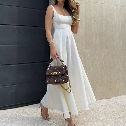 Women’s Maxi Dress – High Waist – Square Neck – Lightweight Elegant Fit