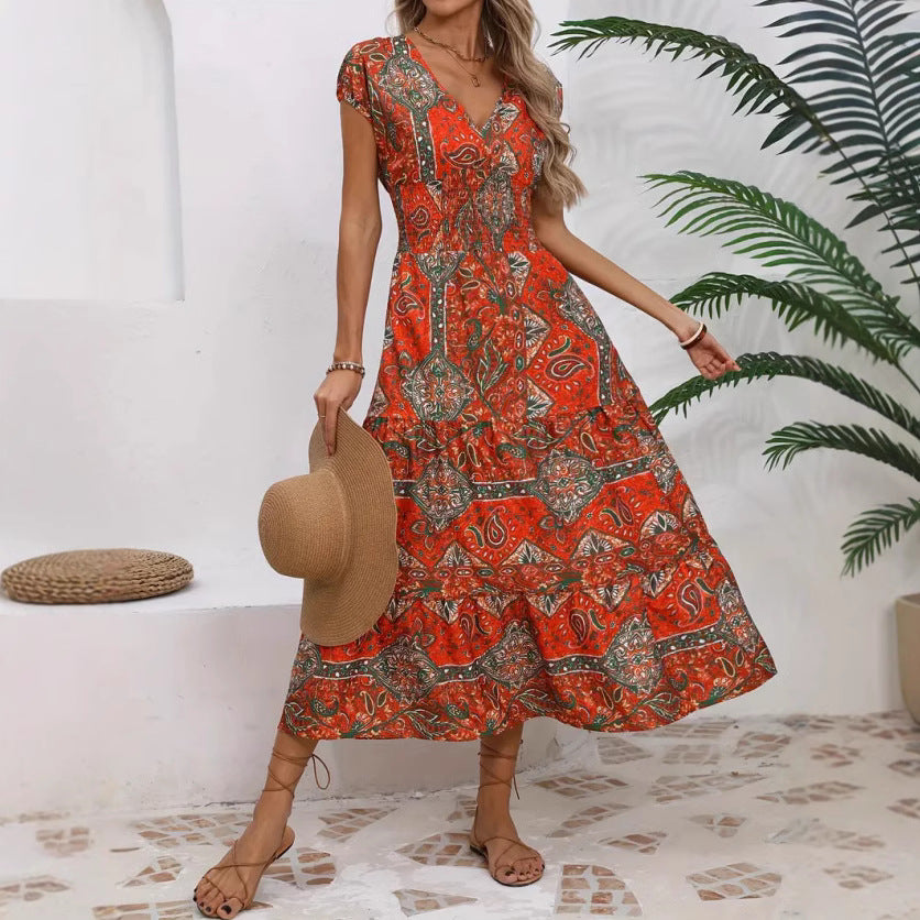 Women’s Long Sleeve Dress – V-Neck Midi A-Line – Lightweight Breathable Fit