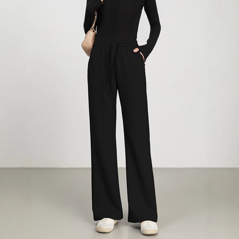 Women’s Flared Pants – High Waist – Cotton Blend – Drawstring – Relaxed Fit