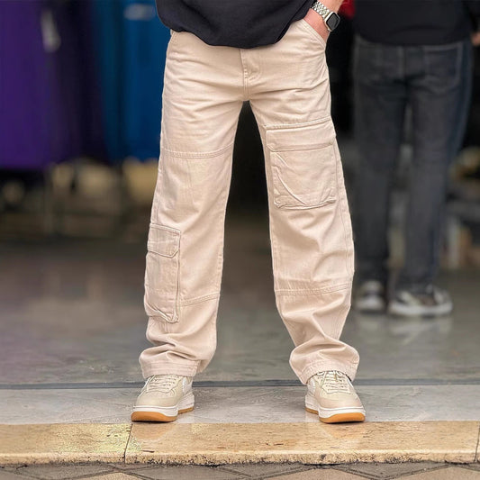 Men’s Cargo Pants – Relaxed Fit – Cotton – Utility Pockets – Full Length