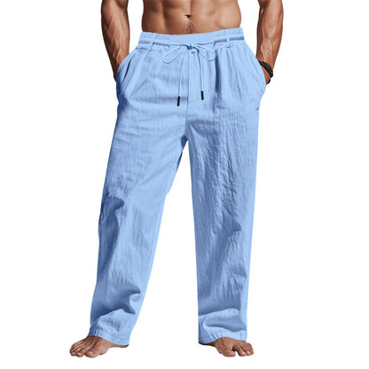 Men’s Linen Pants – Relaxed Fit – Full Length – Drawstring Waist – Side Pockets
