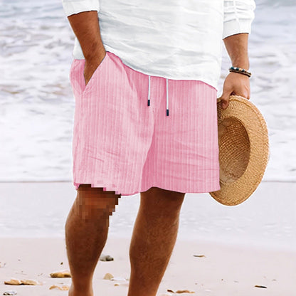 Men’s Casual Shorts – Cotton Linen Blend – Relaxed Fit – Drawstring – Multi Pocket