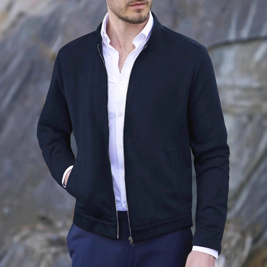 Men’s Casual Jacket – Slim Fit – Mock Neck – Breathable Blend – Zipper Front