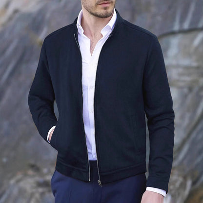 Men’s Casual Jacket – Slim Fit – Mock Neck – Breathable Blend – Zipper Front