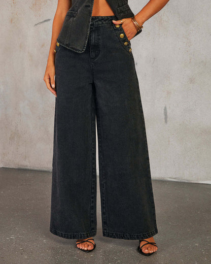 Women’s Denim Vest – Tailored Fit – Button-Down – Waist-Length Structured Design