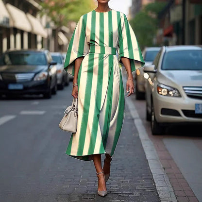 Women’s Midi Dress – Structured A-Line Fit – Kimono Sleeves – Floral Print