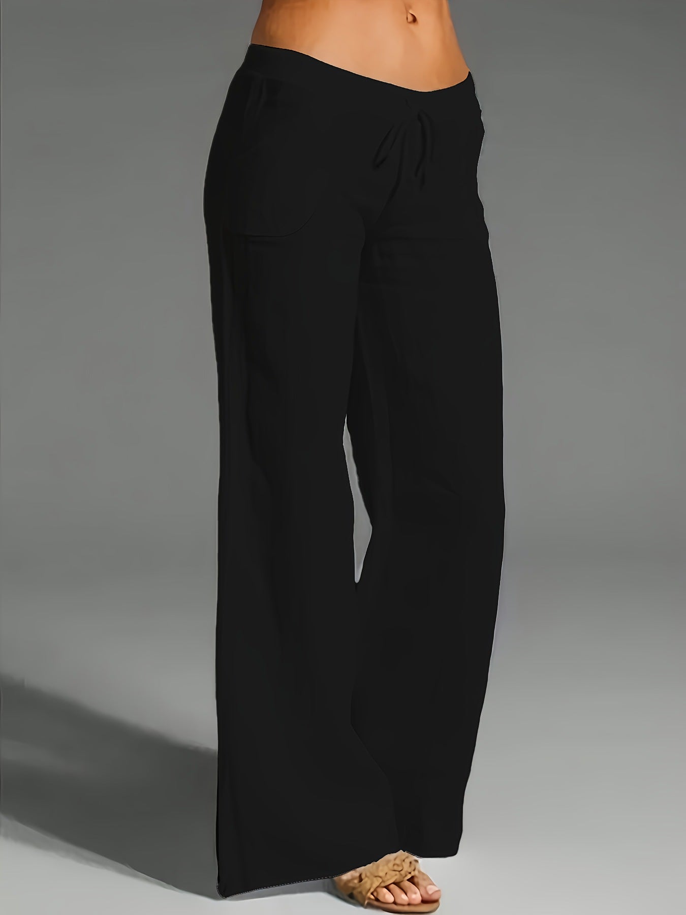 Women’s Wide-Leg Pants – Cotton – Relaxed Fit – Elastic Waist with Drawstring – Pockets