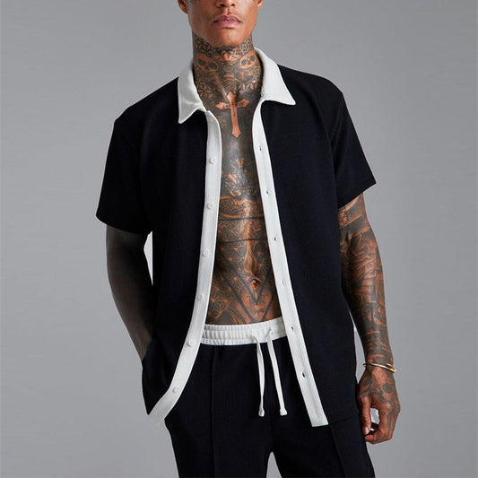 Men’s Short Sleeve Shirt – Relaxed Fit – Open Front – Breathable Casual Athleisure