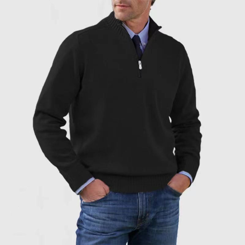 Men’s Half-Zip Sweater – Regular Fit – Ribbed Trim – Smart Casual