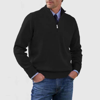 Men’s Half-Zip Sweater – Regular Fit – Ribbed Trim – Smart Casual