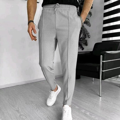 Men’s Casual Pants – Slim Fit – Stretch Fabric – Elastic Waist with Drawstring