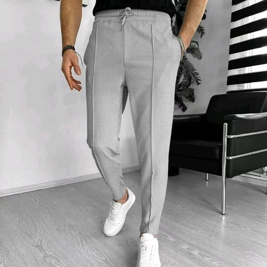 Men’s Casual Pants – Slim Fit – Stretch Fabric – Elastic Waist with Drawstring