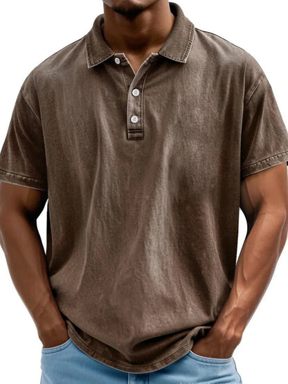 Men’s Polo Shirt – Relaxed Fit – Washed Look – Short Sleeve – Natural Fibers