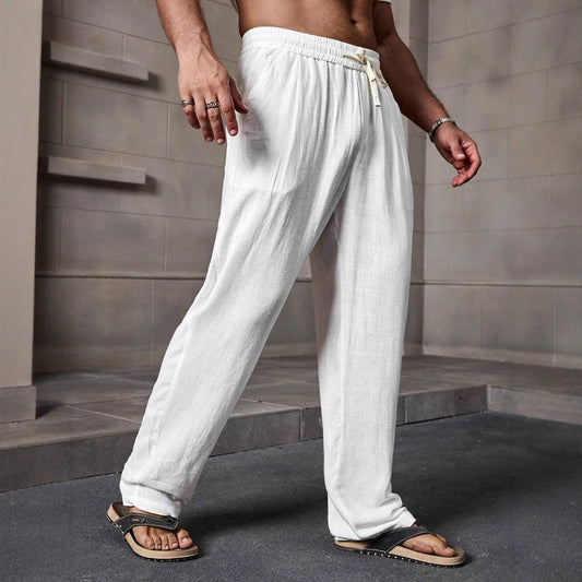 Men’s Casual Pants – Loose Fit – Full Length – Elastic Waist – Breathable Blend