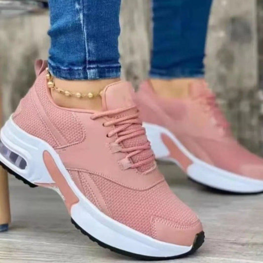 Women’s Sneakers – Breathable Mesh – Cushioned Sole – Lace-Up Supportive Fit