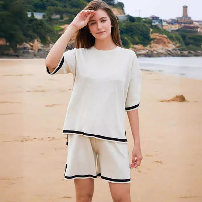 Women’s Knit Sweater Set – Relaxed Fit – Soft Breathable Fabric – Ribbed Trim – Crew Neck