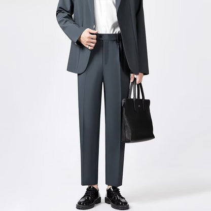Men’s Tailored Trousers – Slim Fit – Wool Blend – Ankle Length Smart Casual Pants