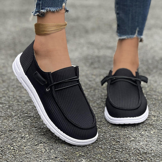 Women’s Loafers – Ribbed Texture – Slip-On Fit – Cushioned Insole Casual Shoe
