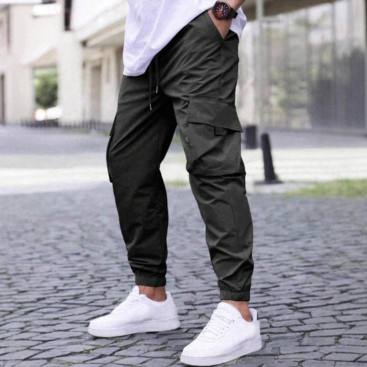 Men’s Cargo Jogger Pants – Relaxed Fit – Breathable Blend – Drawstring Waist – Elastic Cuffs