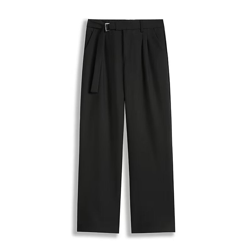 Men’s Straight-Leg Pants – Relaxed Fit – Full Length – Belted Waist – Breathable Blend