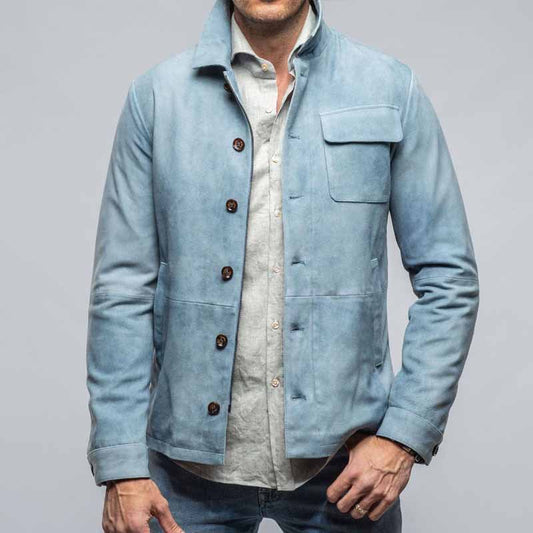 Men’s Jacket – Slim Fit – Soft Texture – Turn-Down Collar – Button Front Casual Style