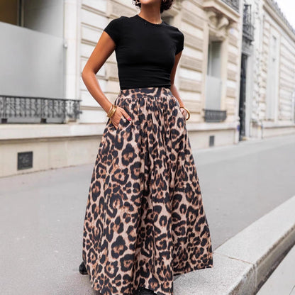 Women’s Full-Length Skirt – Flared Silhouette – Pleated Design – Lightweight Fabric