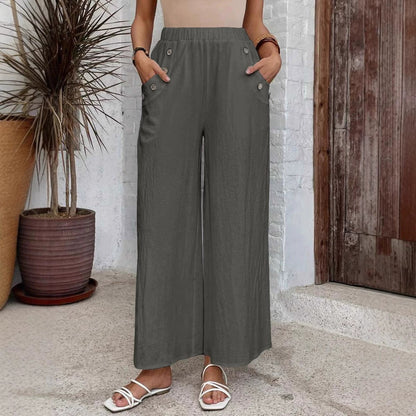 Women’s Cropped Pants – Wide Leg – Elastic Waist – Soft Lightweight Woven Fabric