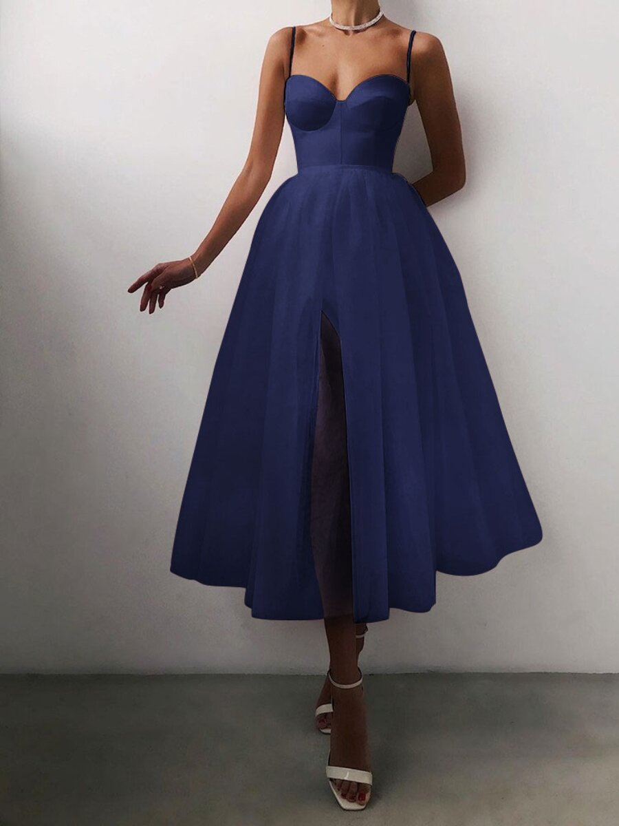 Elegant Women's Evening Dress - Sweetheart Neckline - Tulle Skirt