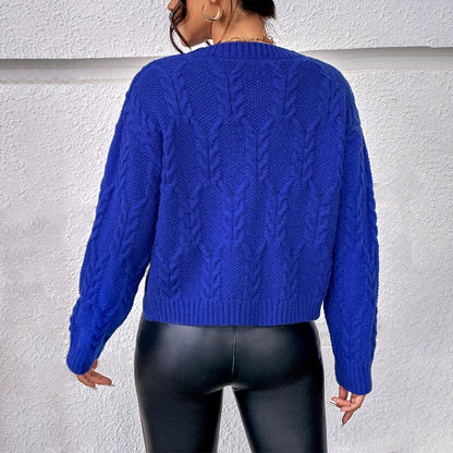 Women’s Pullover Sweater – Soft Knit – Relaxed Fit – Cable Knit – Crew Neck Long Sleeve