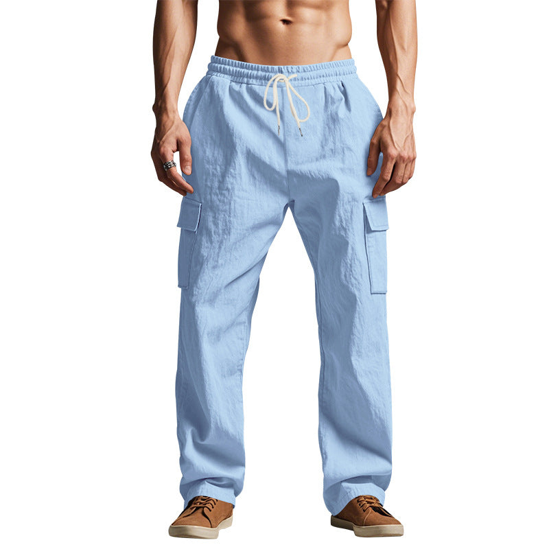 Men’s Cargo Pants – Relaxed Fit – Cotton Blend – Elastic Waist – Multi Pocket Casual