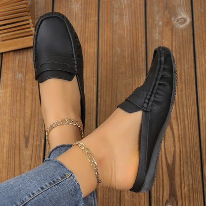 Women’s Backless Loafers – Slip-On Style – Soft Finish – Rounded Toe – Casual Fit