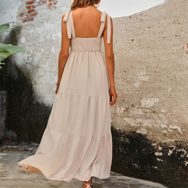 Women’s Maxi Dress – Relaxed Fit – Sleeveless Tiered – Breathable Blend – Casual Style