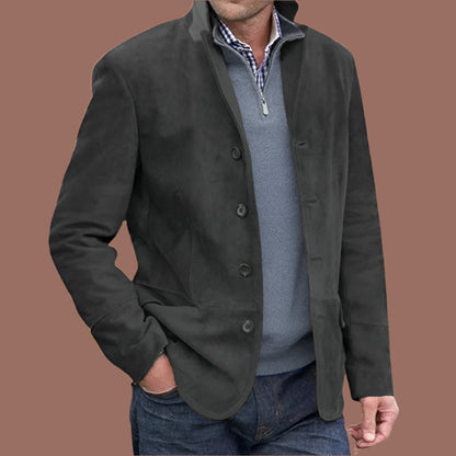Men’s Jacket – Regular Fit – Soft Textured Finish – Stand Collar – Front Pockets