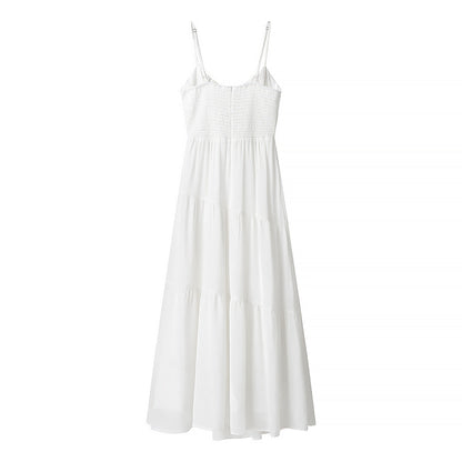 Women’s Long Dress – Sleeveless Backless – Tiered Flowy Fit – Spaghetti Straps