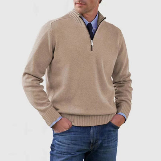 Men’s Half-Zip Sweater – Regular Fit – Ribbed Trim – Smart Casual