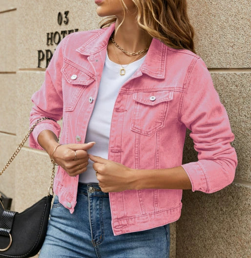 Women’s Denim Jacket – Tailored Fit – Button Front – Long Sleeve Casual Layer